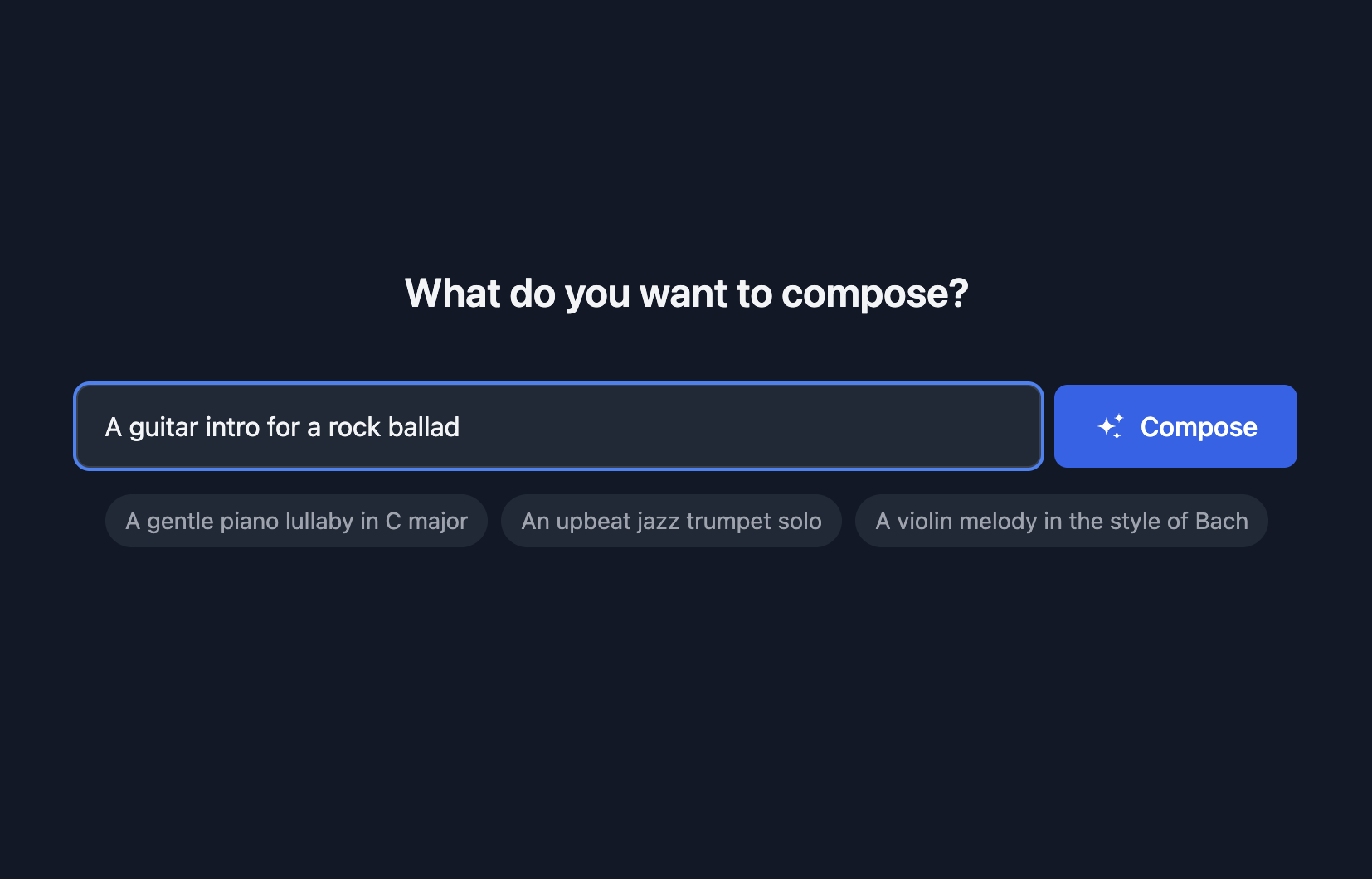 Chat input showing a music description prompt